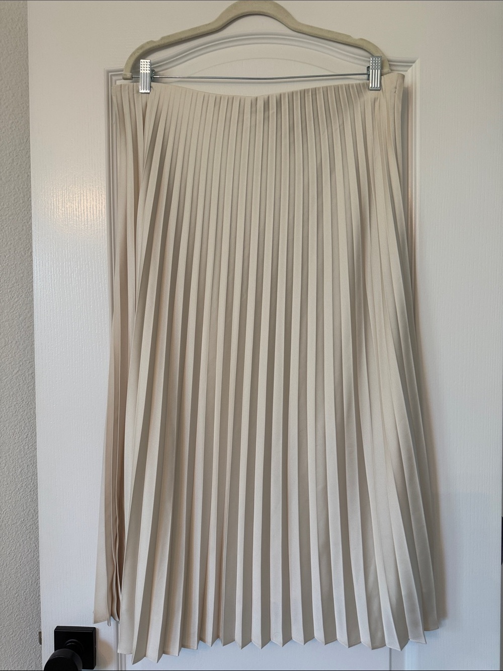 J. Crew Cream Pleated Midi Skirt